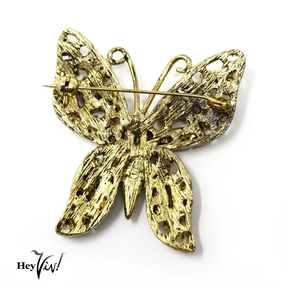Vintage Pink Lilac Rhinestone Winged Butterfly 2